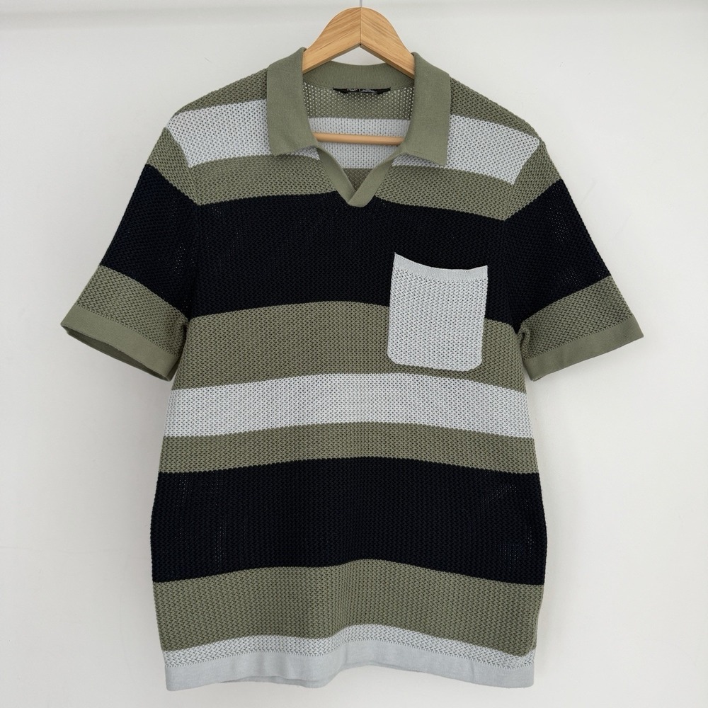 Rhone Polo Shirt Mens Small Johnny Collar Cross Court Short Sleeve Mesh Knit